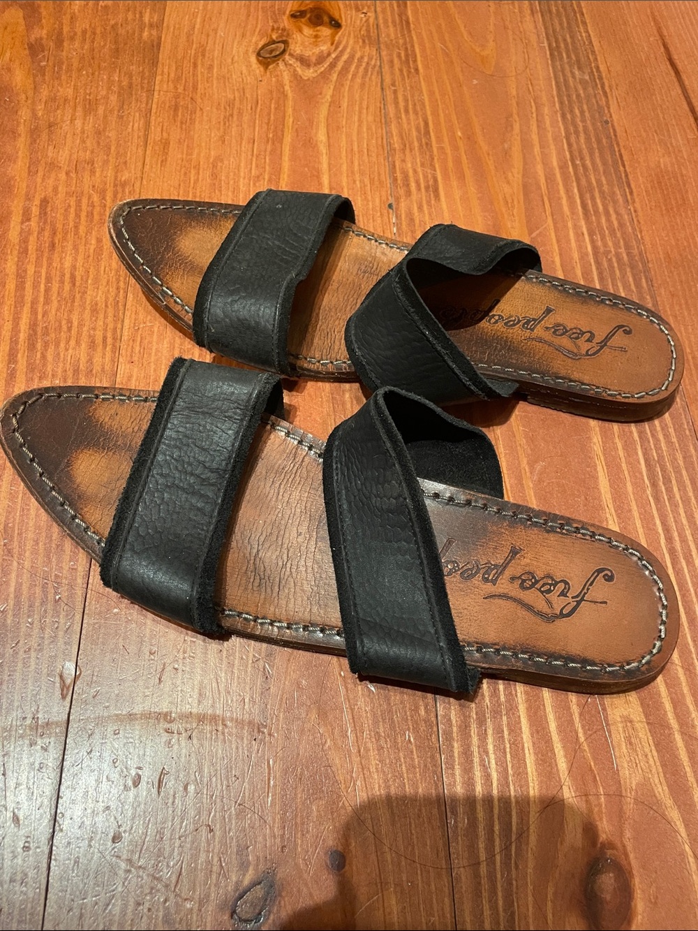 Free people slip on sandals. Size 38. Black
